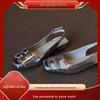 Women's Chunky Heel Leather Sandals: New 2026 French Fashion, Versatile Design with Buckle Strap and Square Toe