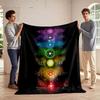 Colorful Chakra Energy Symbols Design Flannel Blanket for Bedroom, Living Room, Sofa, and Nap Sofas.