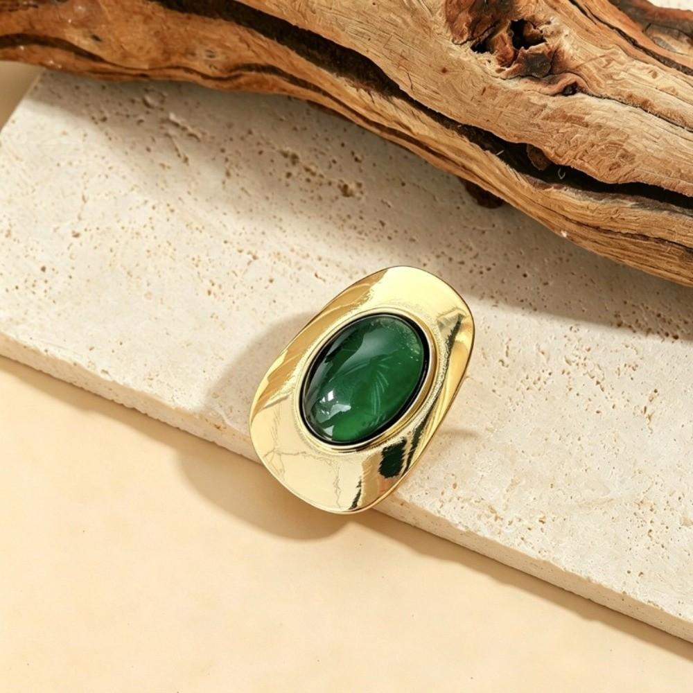 Irregular Circle Exaggerated Ring Metal Material Colored Resin Stones Ring  Wedding
