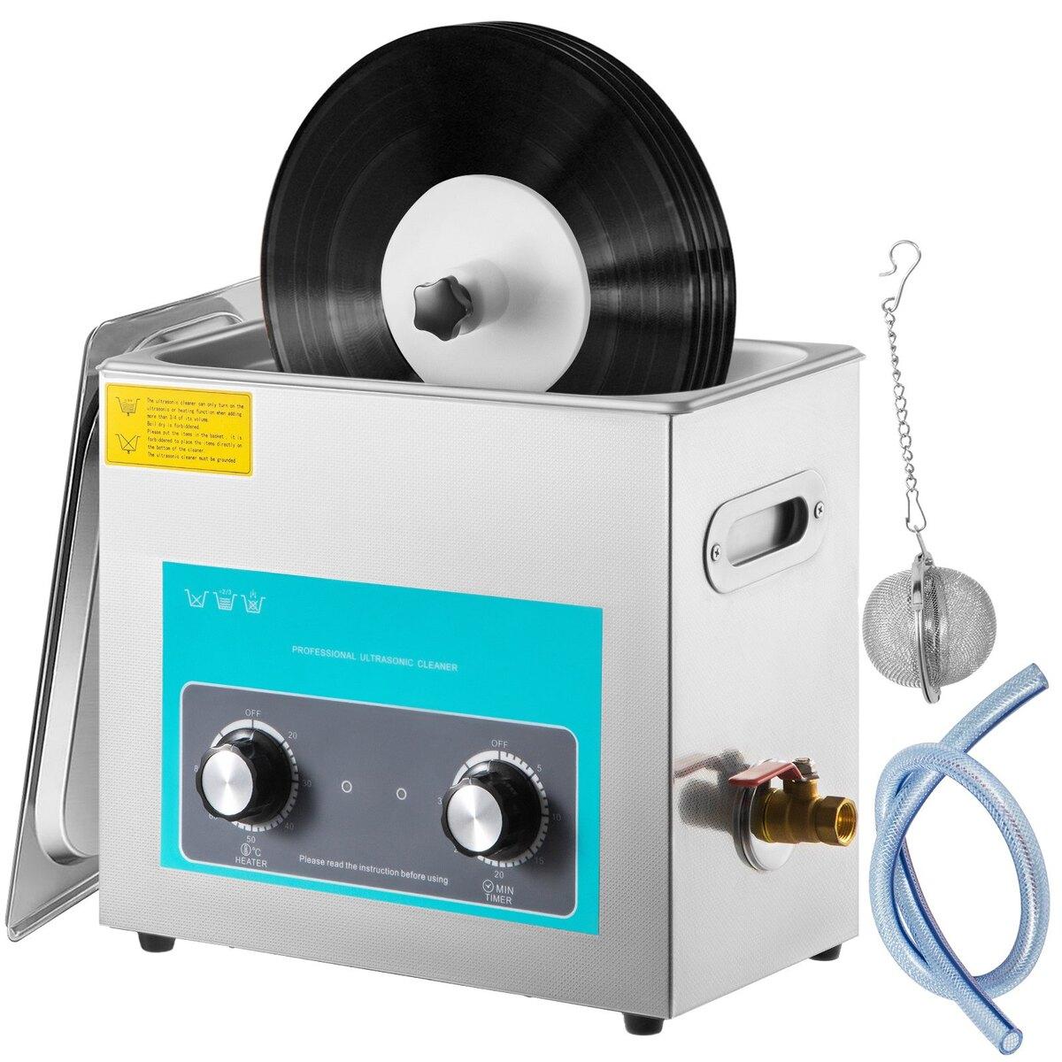 Buying Solutions, MB Ultrasone Vinyl Platenreiniger 6L 40kHz Vinyl Ultrasone Reinigingsmachine Knopbediening Plaat Ultrasone Reiniger 4 Platen Vinyl Sonic Cleaner