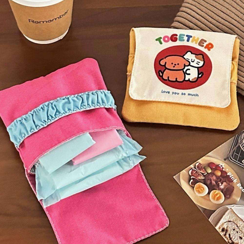 Puppy/Cat Pattern Tampon Organizer Pouch Portable Coin Purse Cute Sanitary Pad Bag  Women
