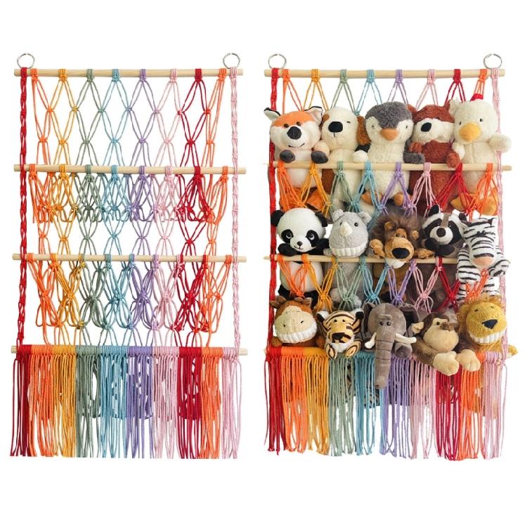Versatile 3 Layer Toy Storage Net Shelf Stuffed Animal Storage Hammock for Kids