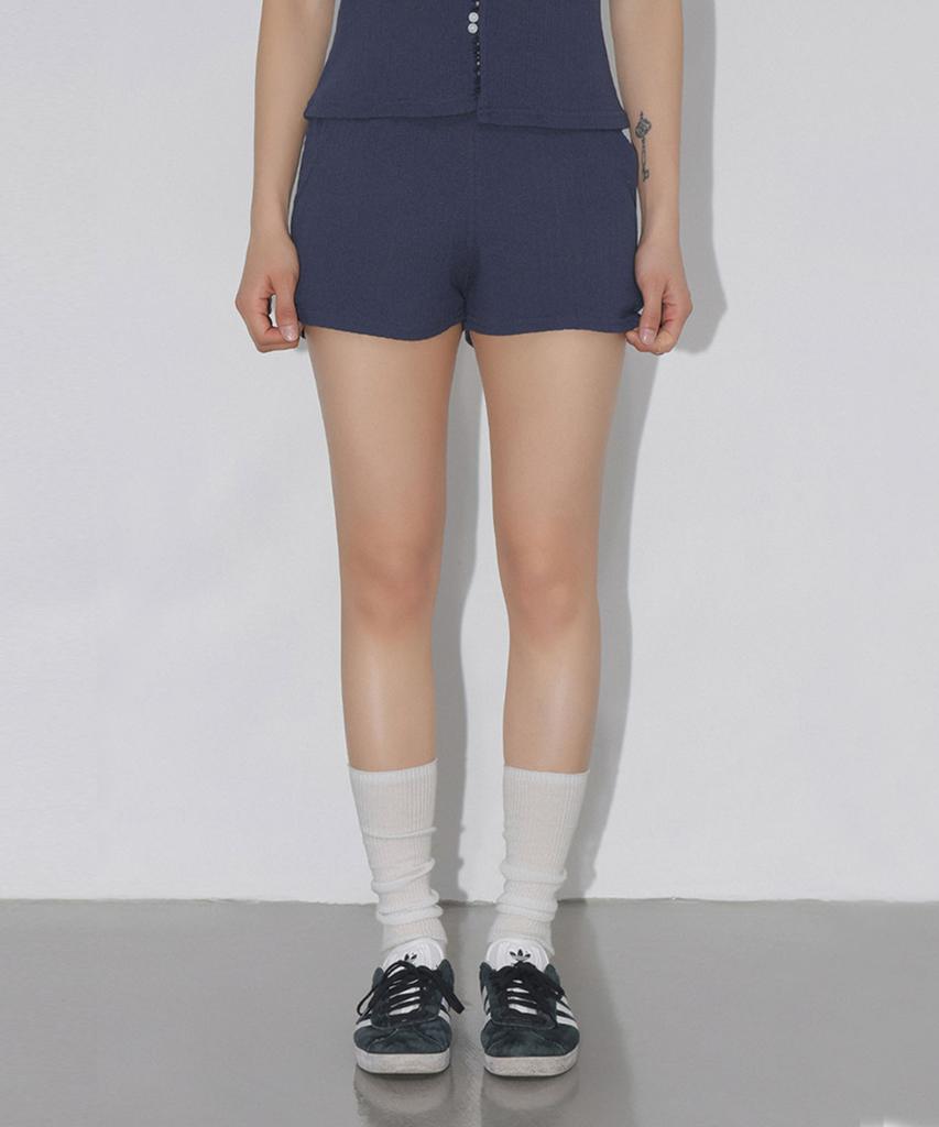 CHICKS Ribbed Micro Shorts Navy
