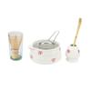 4/5pcs Cherry Blossom White Matcha Bowl with Matcha Whisk Set, Japanese Tea Set Includes Matcha Bowl with Spout