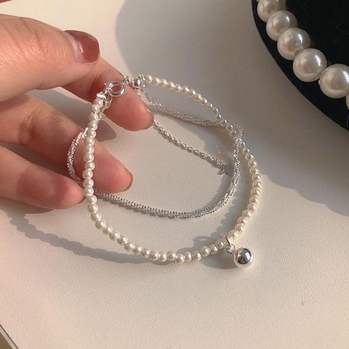 New 925 Silver Bracelet Pearls Knots Bracelet for Women Fashion Heart Pearls Bracelet Luxury Jewelry Accessories Gift