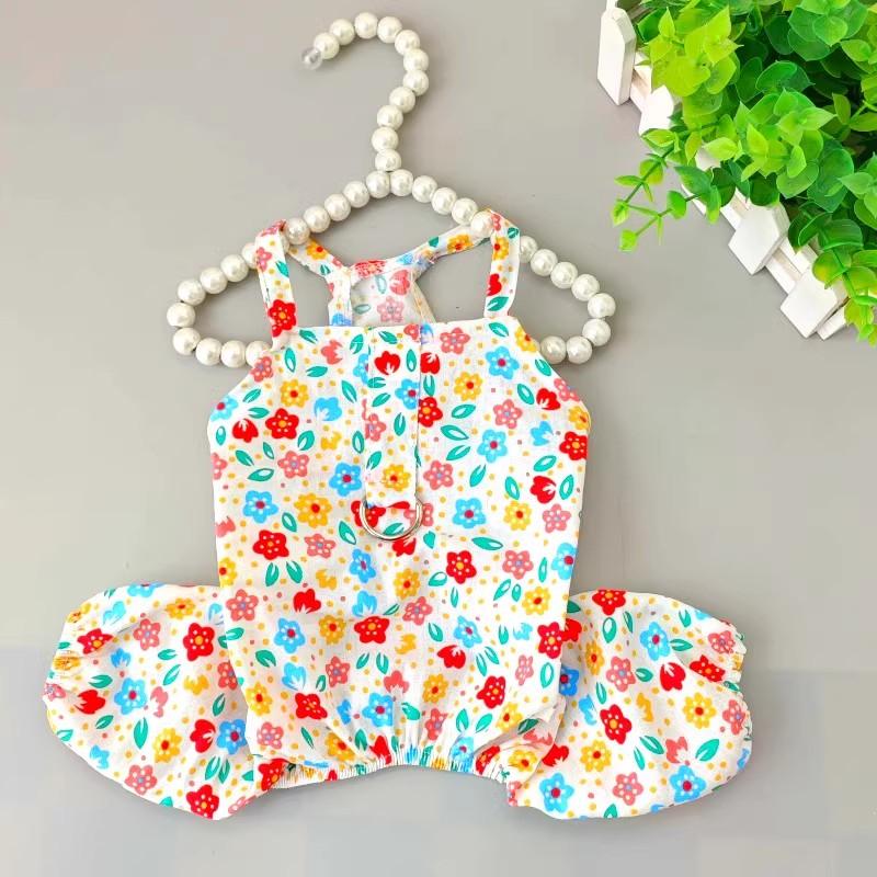 

Весенне-летний комбинезон-пижама для собаки, милая цветочная одежда для питомца, щенки йорков, померанский шпиц, мальтийская болонка, ши-тцу, пудель, бишон, одежда для собак S синий