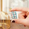 Retro Boho Geometric Zigzag Turquoise-Tone Hoop Earrings