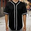 Men Summer T-shirt Pullover Short Sleeves Color Matching Buttons Single-breasted Daily Wear Loose Mid Length Men Baseball Uniform Male Clothes