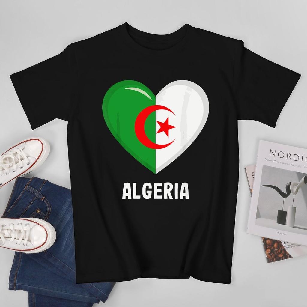 More Design Algeria Flag Algerian Unisex Tshirt Tees Tshirt Oneck T Shirts Unisex Boys Clothing 100 Cotton