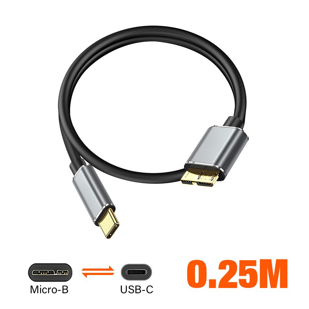 

High quality Type C to Micro B USB3.0 Cable Hard Disk Drive 5Gbps High-Speed Data Cable for MacBook Laptop Phone External Disk 1m чёрный