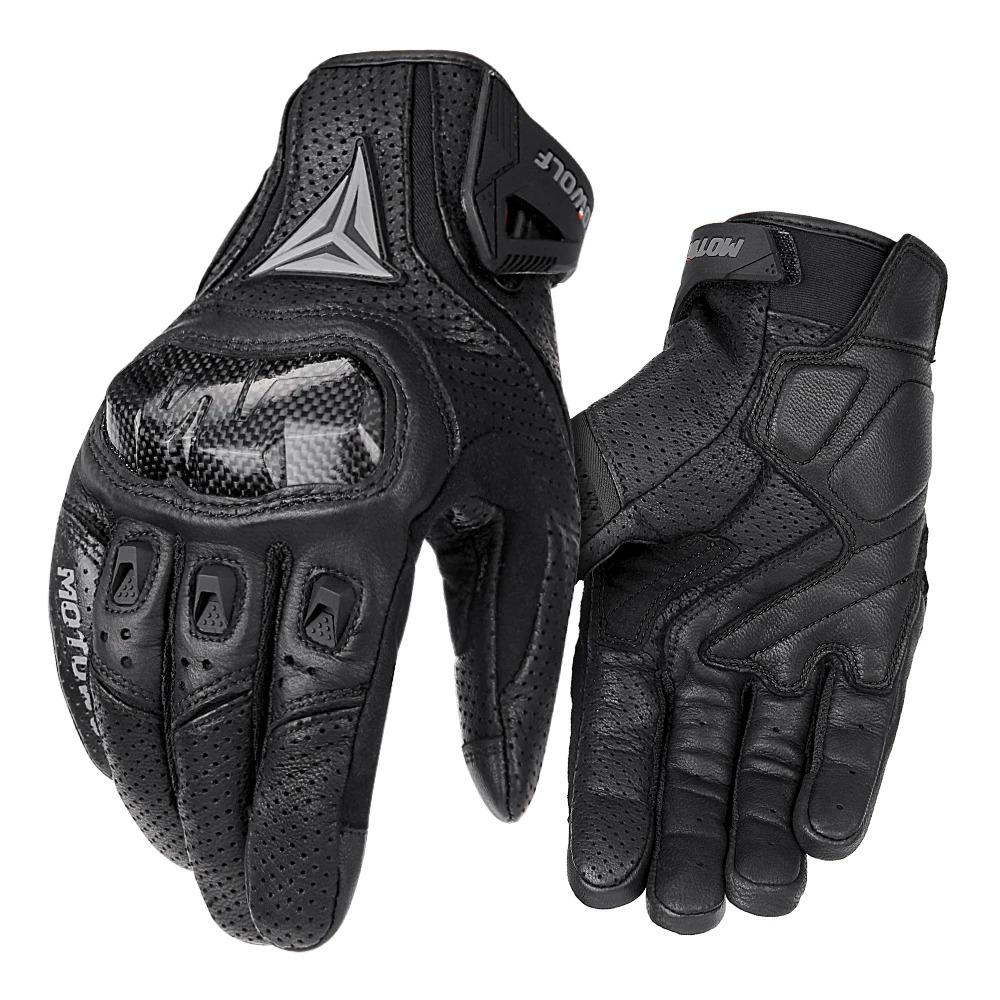 Motorcycle Gloves Breathable Real Leather Touchscreen Seasons Moto Gloves Windproof Warm Riding Motorbike Motocross Gloves