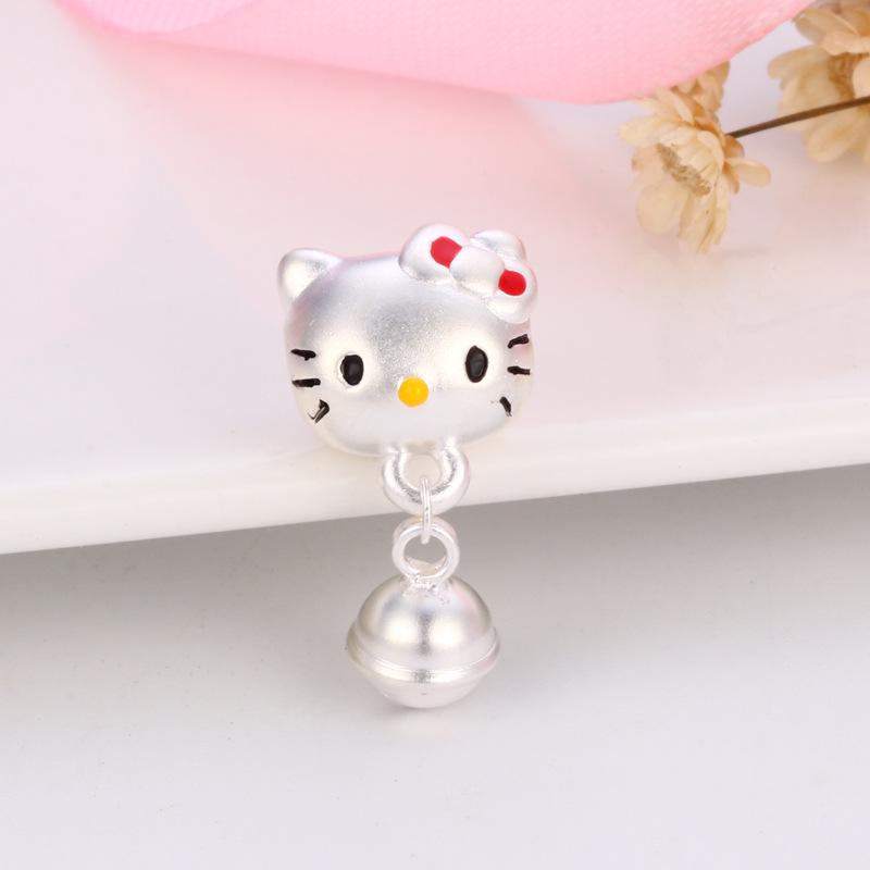 Sterling Silver Hello Kitty Bell Bracelet Accessories with Loose Beads