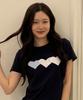 Loginaenloji Silver Dot Heart Patch Cotton T-Shirt Navy