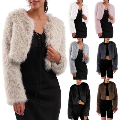 Women's Solid Color Faux Long Sleeve Collarless  Coat Plus Size
