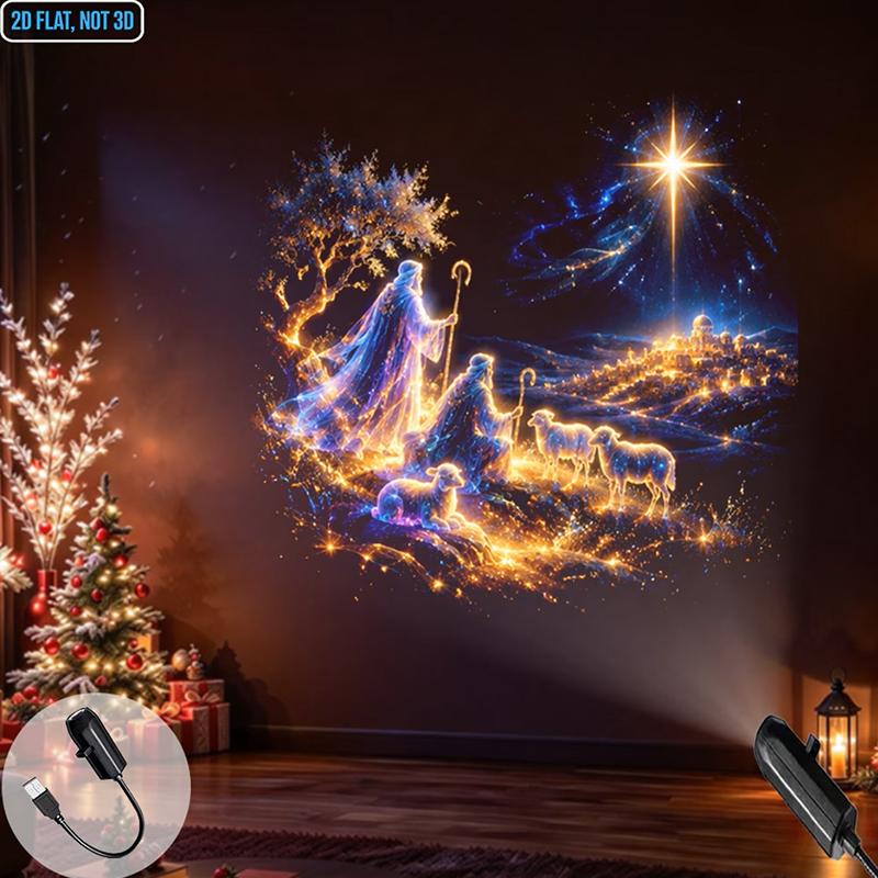 Usb Christmas Religious Projector Light 7 Patterns Mary Nativity Scene Projection Lamp For Bedroom Home Party Ambient Lighting