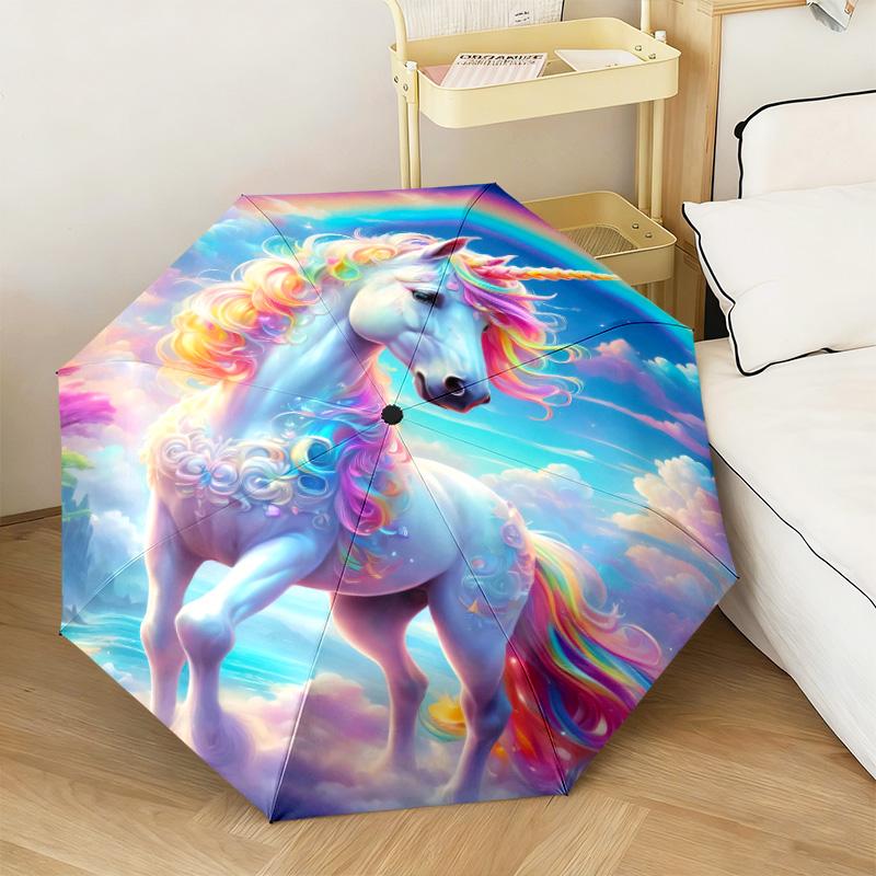 Regenbogen Einhorn Fantasy Himmel Schirm Ist Geeignet Für Alle Jahreszeiten Einschließlich Zuhause Reisen Und Outdoor-Aktivitäten Multifunktionaler Schirm S4