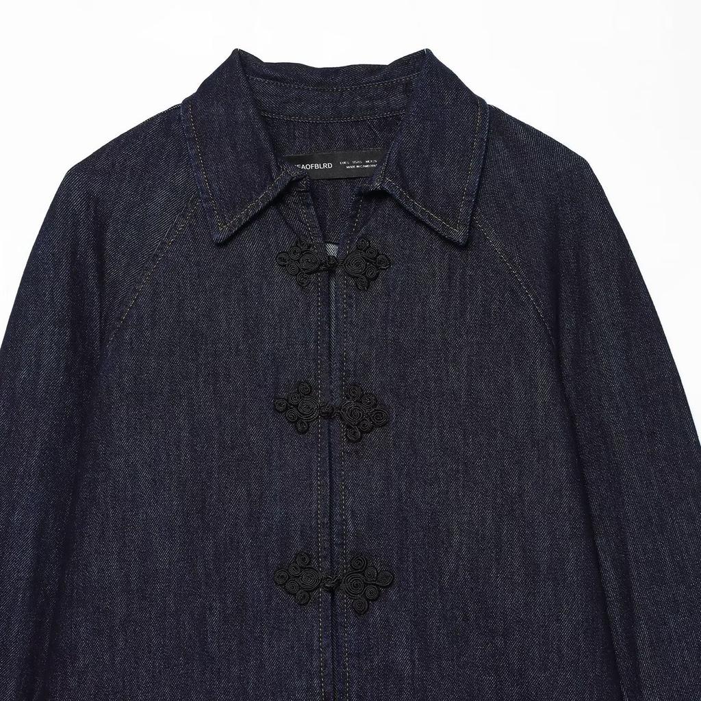 New, lapel-to-placket design three-dimensional denim jacket 5216079