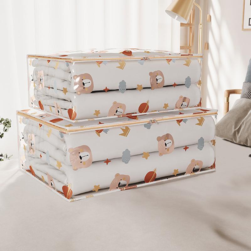 Large Capacity Household Clothes Organizer Dustproof Waterproof Transparent Quilt Bag New Printed Three-Dimensional Storage Bag