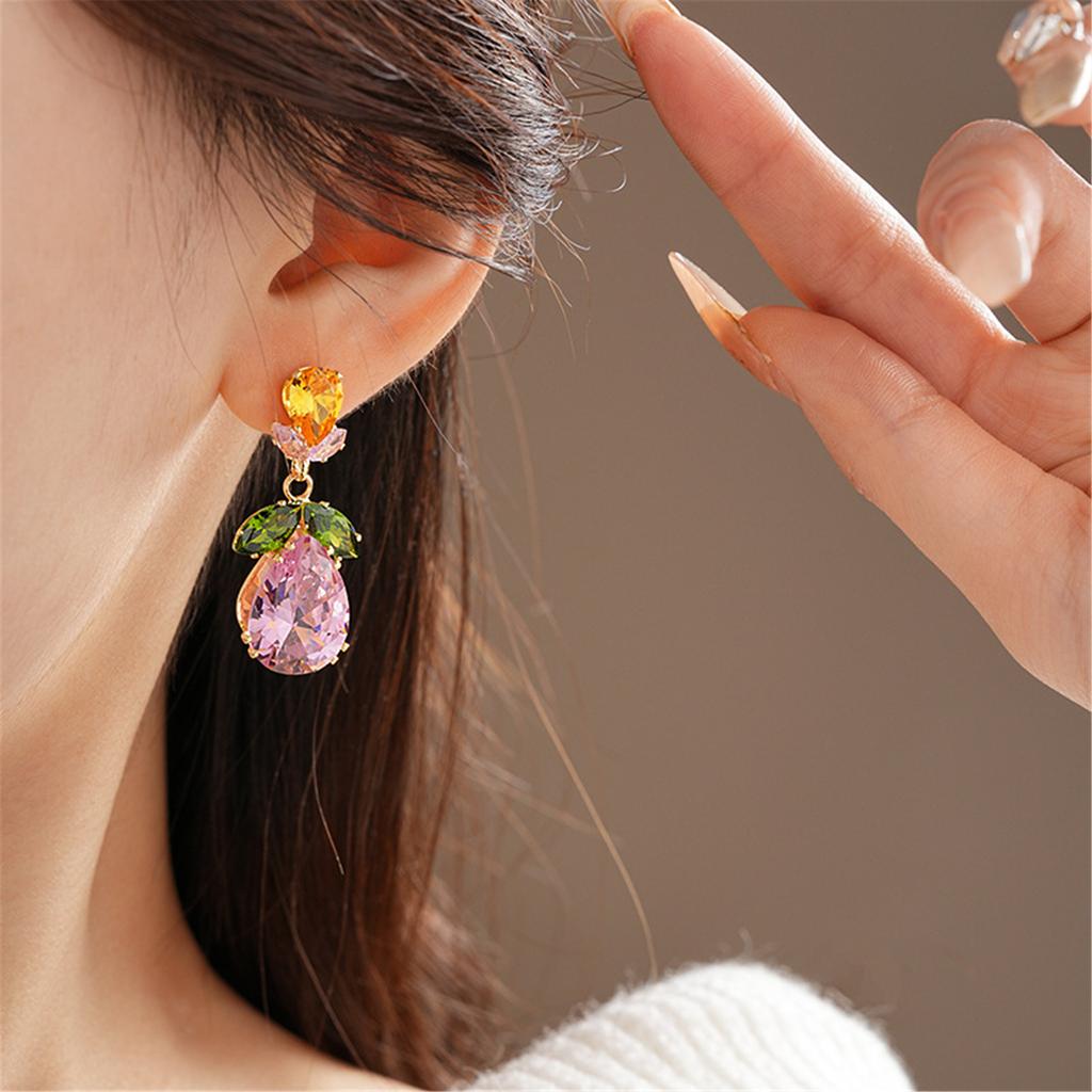 Teardrop Leaf Necklace and Earrings Exquisite Zirconia Waterdrop Leaf Jewelry Set Necklace Earrings For Women