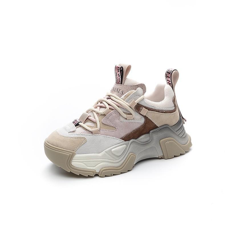 

Suction film bottom leather thick bottom dirty spring and autumn new trend color matching mesh sports and leisure women s shoes 40