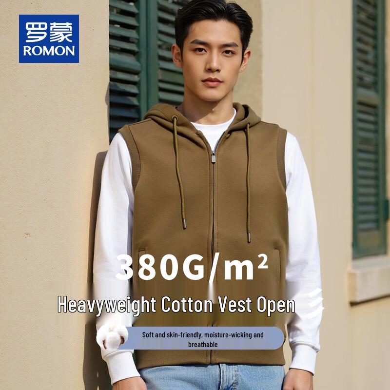 ROMON Men s Hooded Sleeveless Sweatshirt Vest 3XL