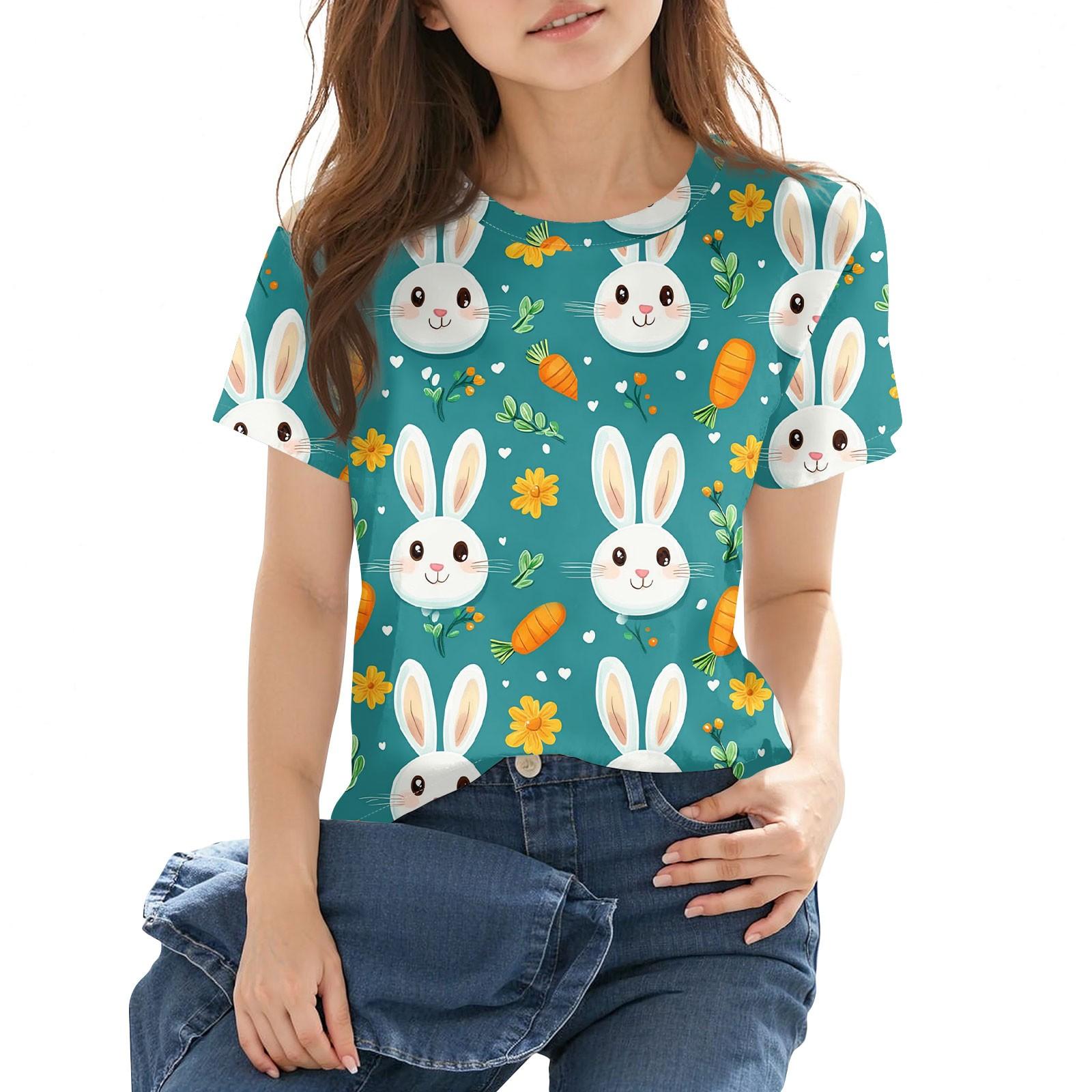 

Children s Fashion Casual Short Sleeve Easter Printed Round Neck Fashion T-shirt Top 110 зелений