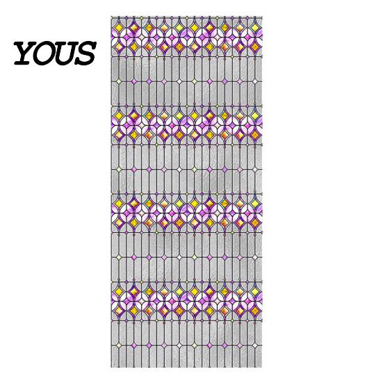 Easy Install Window Sticker Stained Glass Film, Retro Geometric Plaid Static Cling Privacy Decal, Double Non-Adhesive Film for Bedroom Sided