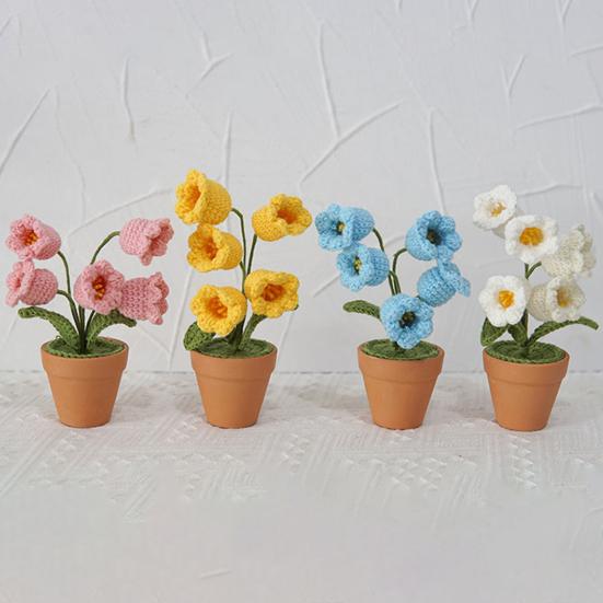 أوعية نباتات كروشيه صغيرة منسوجة يدويًا، تدوم طويلاً، سهلة التنظيف لتزيين المنزل