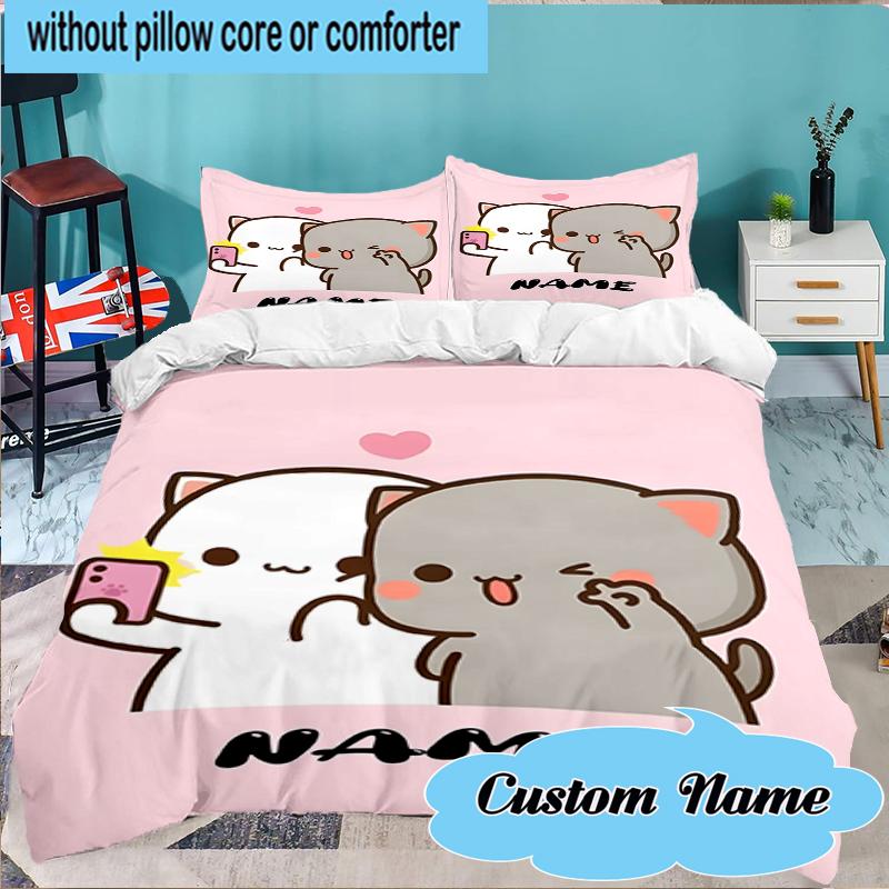 Custom Name Bobo Dudu Bedding Set 3pcs, Bedding Set Including 1pc Duvet Cover And 2pcs Pillowcases for Bedroom, Dormitory Gift