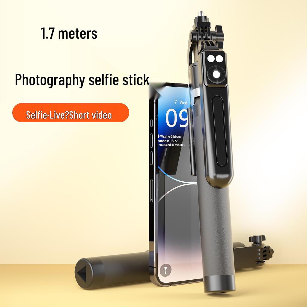 Multi-Functional Bluetooth Selfie Stick with Anti-Shake, Retractable Stand, and Portable Live Streaming Feature
