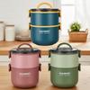 304 Stainless Steel Insulated Circular Lunch Box 1000/1600ml Compartment Lunch Box  Camping Picnic