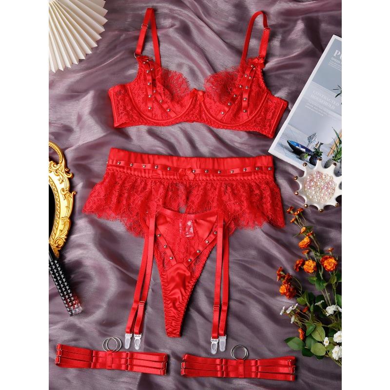 New webbing splicing lace underwear set midnight charm sexy lingerie set women