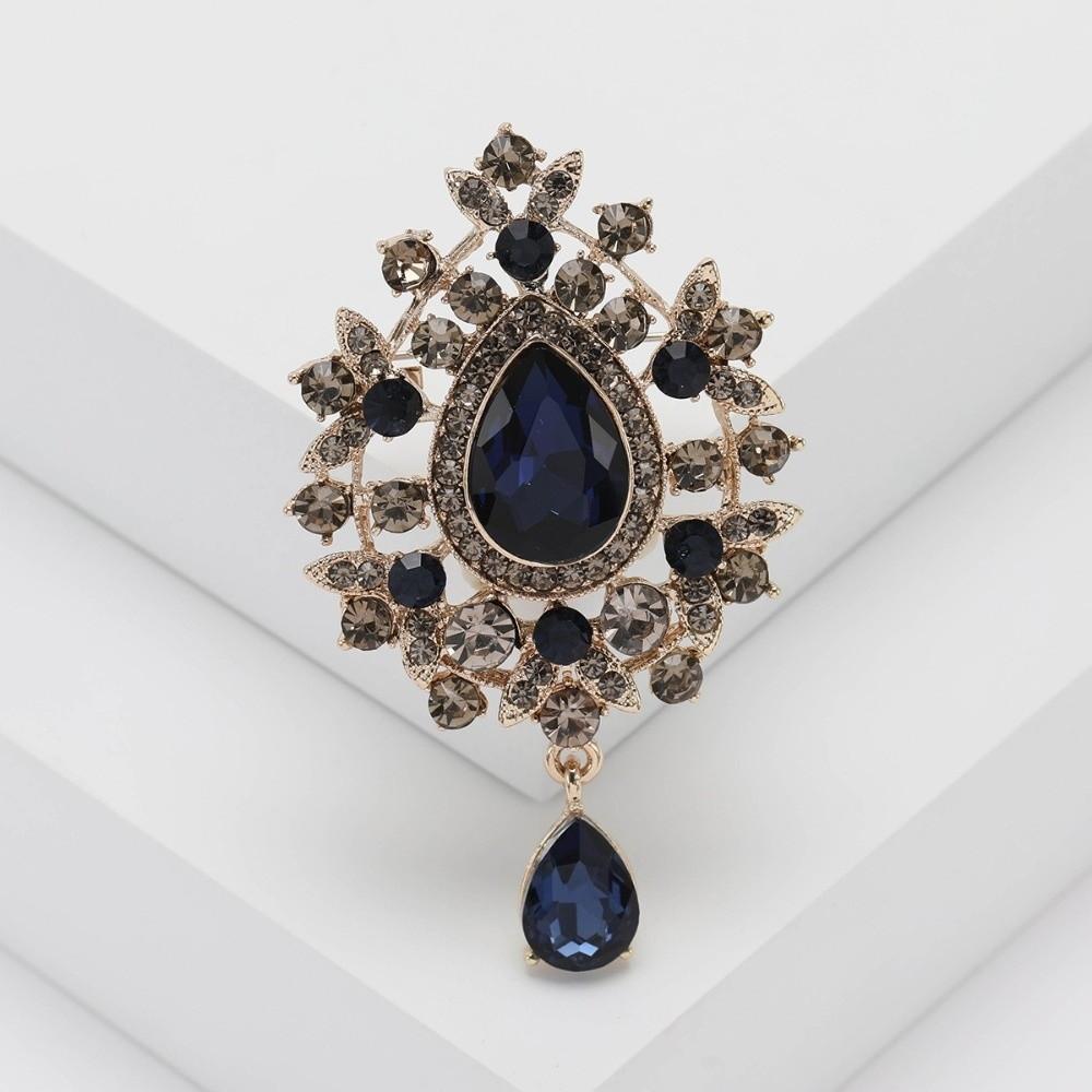 Retro Palace Style Zircon Crystal Brooch Zinc Alloy Corsage Pins New Pendant Brooch  Gift