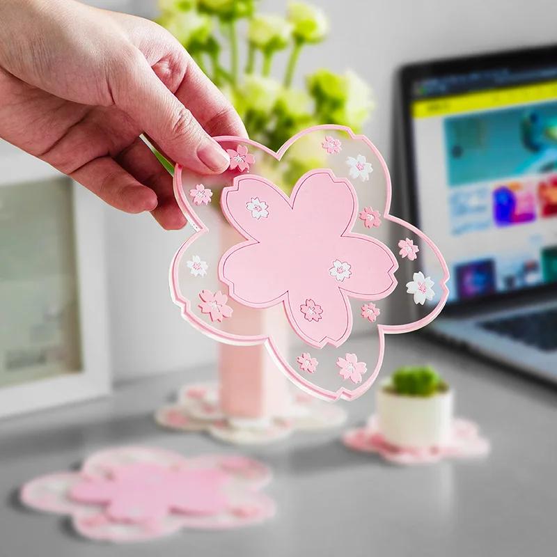 Cherry Blossom Silicone Anti Scalding Mat Dining Table High Temperature Resistant Insulation Mat Anti Slip Cup Mat