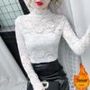 Women's High-Neck Silk Base Layer Top - Slim Fit, Plus Velvet, Thickened, Stylish Body Shaping for Autumn and Winter.