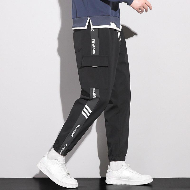 Fashion Men's Cargo Pants Multiple Pockets Letter Print Casual Trouser Streetwear Joggers Hip Hop Harem Pants Trousers Clothing