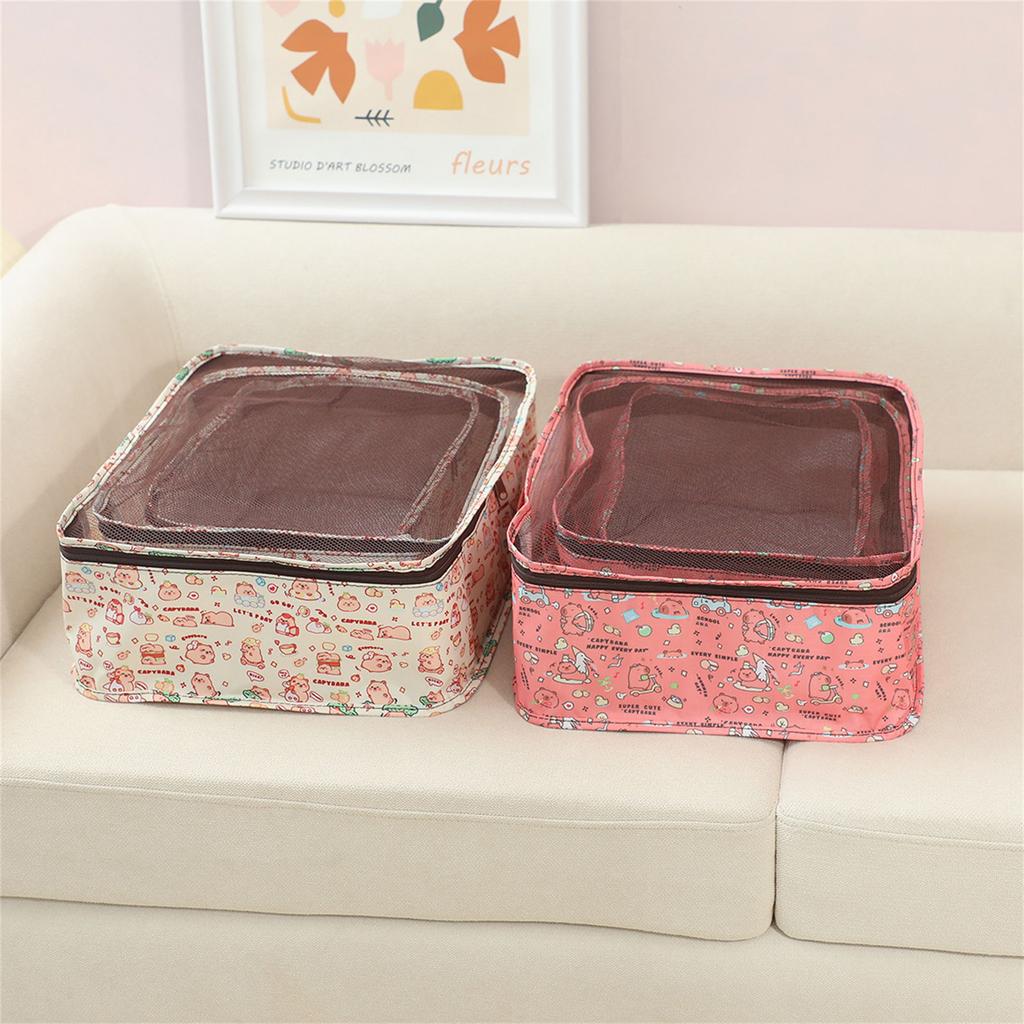 Multipurpose Packing Cubes Set of 6 Travel Organizers with Top Shoe Pouches Toiletry Bag for Easy Luggage Sorting