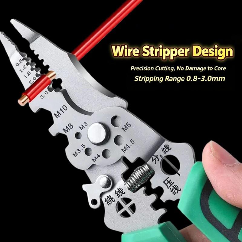Inductive Wire Stripping Pliers Non-Slip Handle Industrial Grade Cutting Crimping Tool for Factory Electrical Assembly