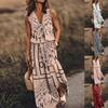 Vestido largo sin mangas para mujer, vestido casual con cremallera en la cintura y estampado de letras.