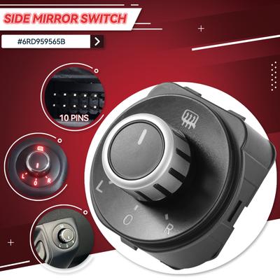 Elektrischer Auto Rückspiegel Einstellschalter Knopf Regler Taste für Volkswagen VW POLO 6R 6C 2010-2017 Schrägheck 6RD959565B