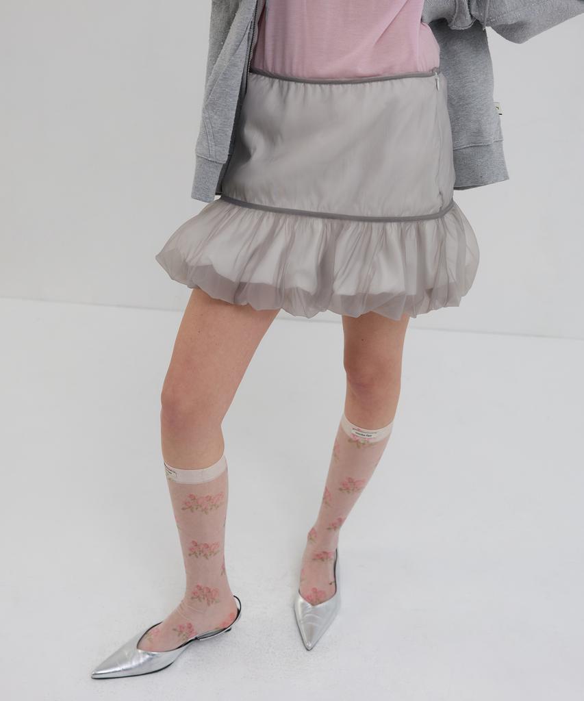 Obeodyupeulleeo Organza Layered Mini Skirt_Grey/White