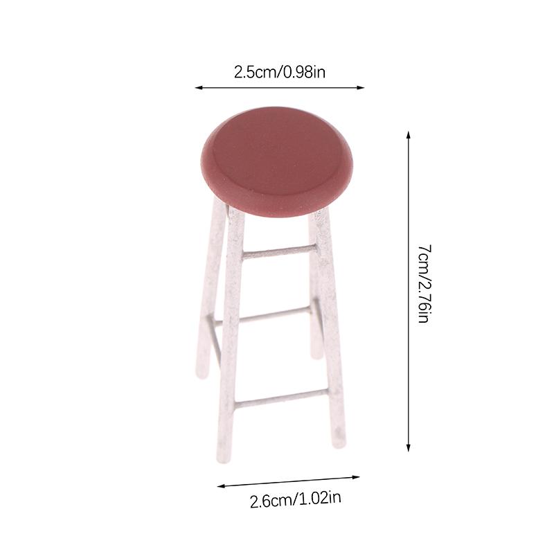 1:12 Dollhouse Miniature Bar Stool Chair High Stool Mini Round Stool Pocket Stool Model Furniture Decor Kid Toy