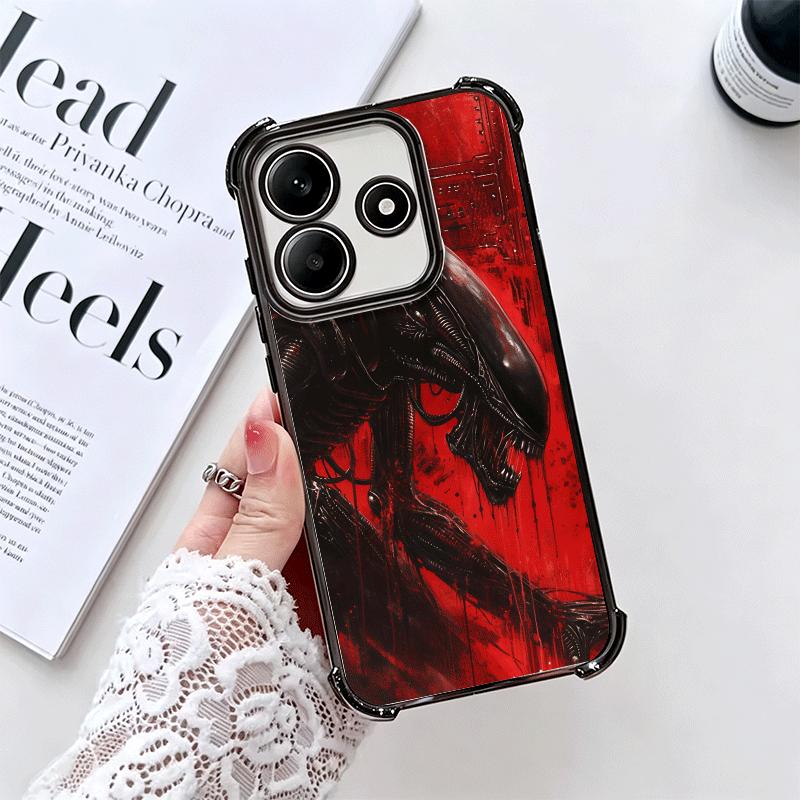 Cool A-Alien X-Xenomorph Plating Phone Case For Xiaomi Redmi Note 14 15 Pro Plus 13 12 11 11S 11T 10 9S 9 5G Anti-Fall Airabag C