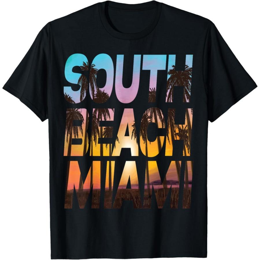 Закат в Саут-Бич, Майами - Футболка-сувенир  Я люблю Майами-Бич XXXXXL чёрный