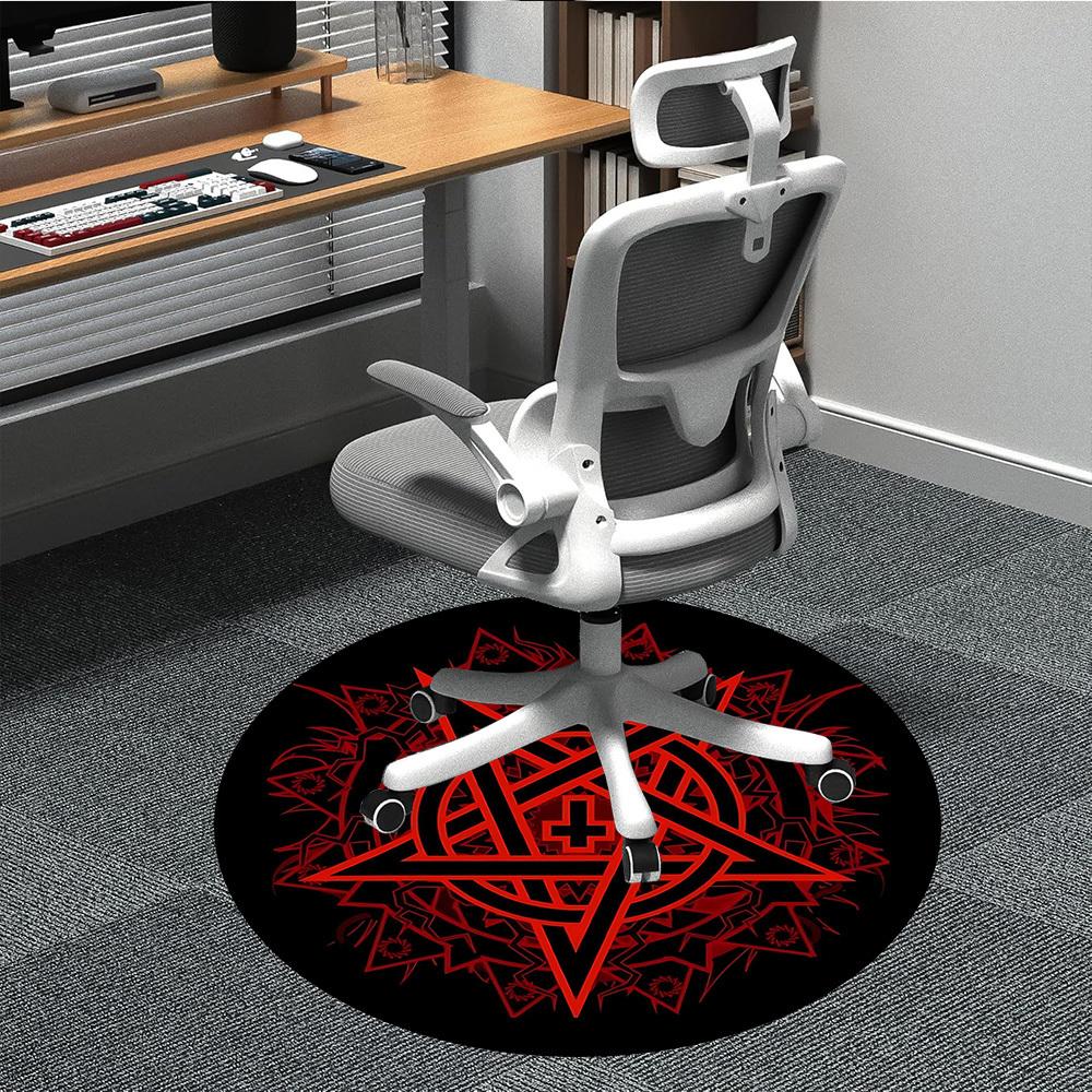 1PC Pentagram Symbol Office Round Area Rug, Indoor Mat Suitable For Office, Under Office Chairs Bedroom Living Room Home Decor, Room DecoT1223058