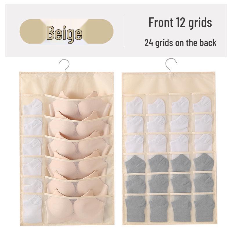 Dual-Sided Hanging Underwear Organizer for Wall or Dorm, Ideal for Bras and Panties.