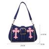Casual Canvas Shoulder Bag Metal Buckle Underarm Bags Tote Bags Women Girls