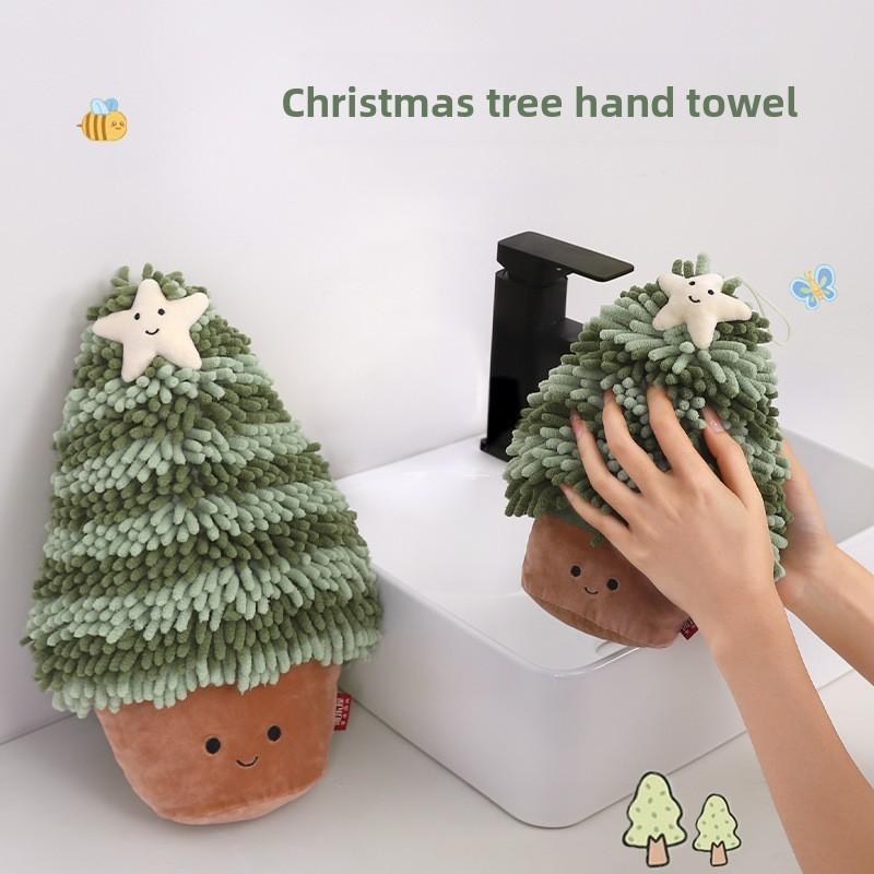 Cartoon Christmas Tree Hand Towel Plush Toy With Multifunction Cleaning For Kids And Adults
