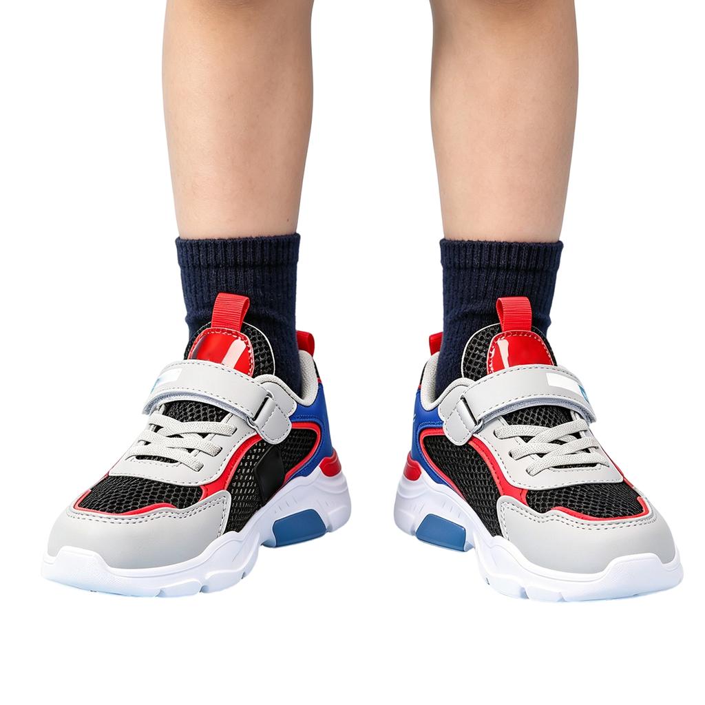 Children Running Shoes Lightweight Breathable Mesh Upper Durable Rubber Outsole Adjustable Hook and Loop Closure Athletic Sneakers for Kids