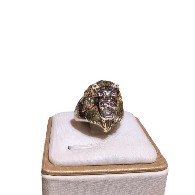 Titanium Steel Ring Divided Into Retro Animal Men'S Ring Ring Casting Domineering Gold Lion Head Copper